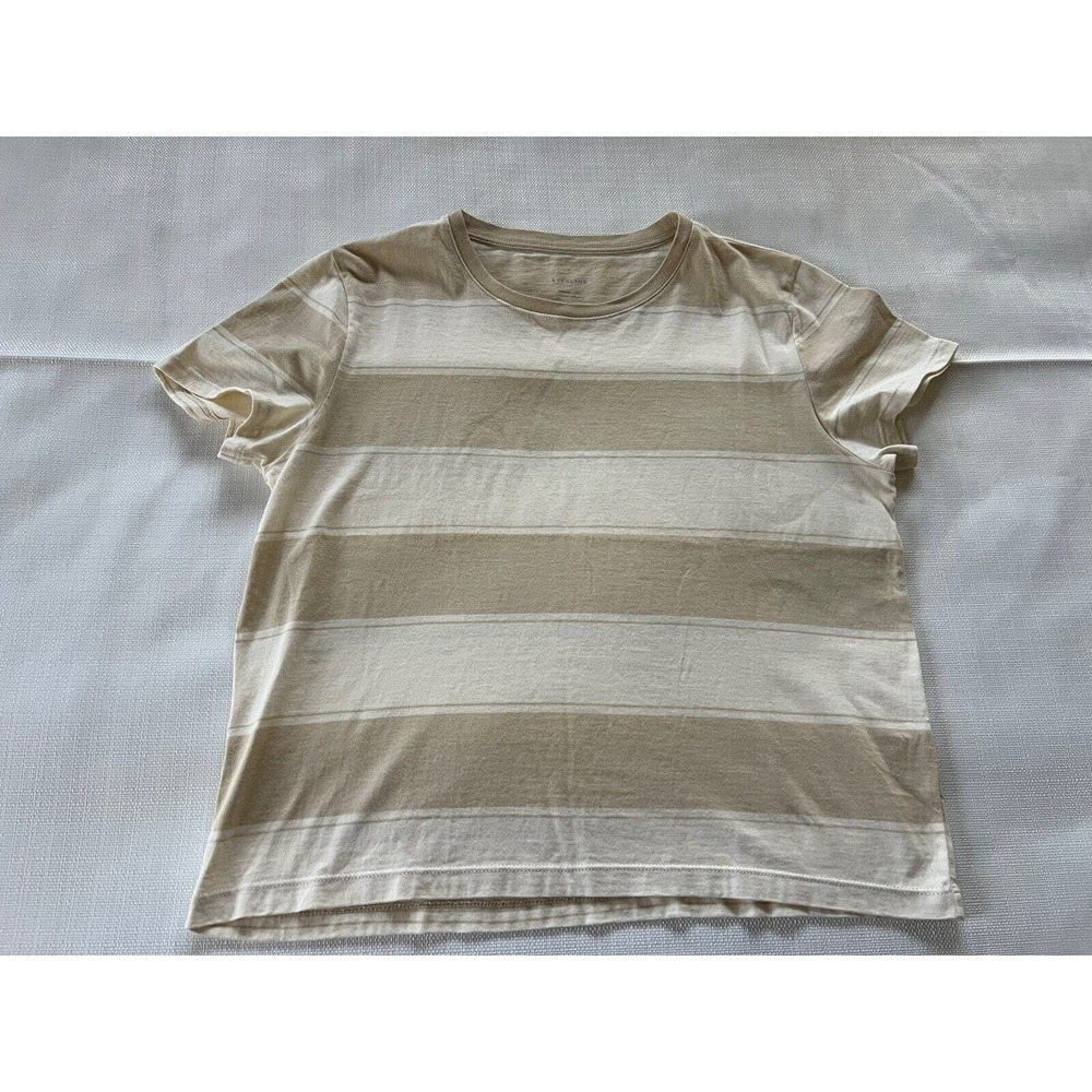 Everlane Women’s Short Sleeve Organic Cotton Striped Tee Ivory Beige Cropped M